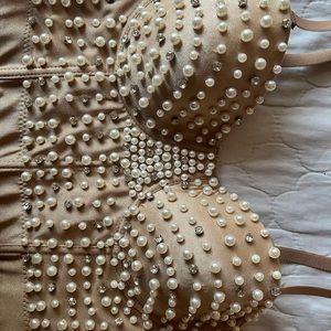 Pearl corset crop top